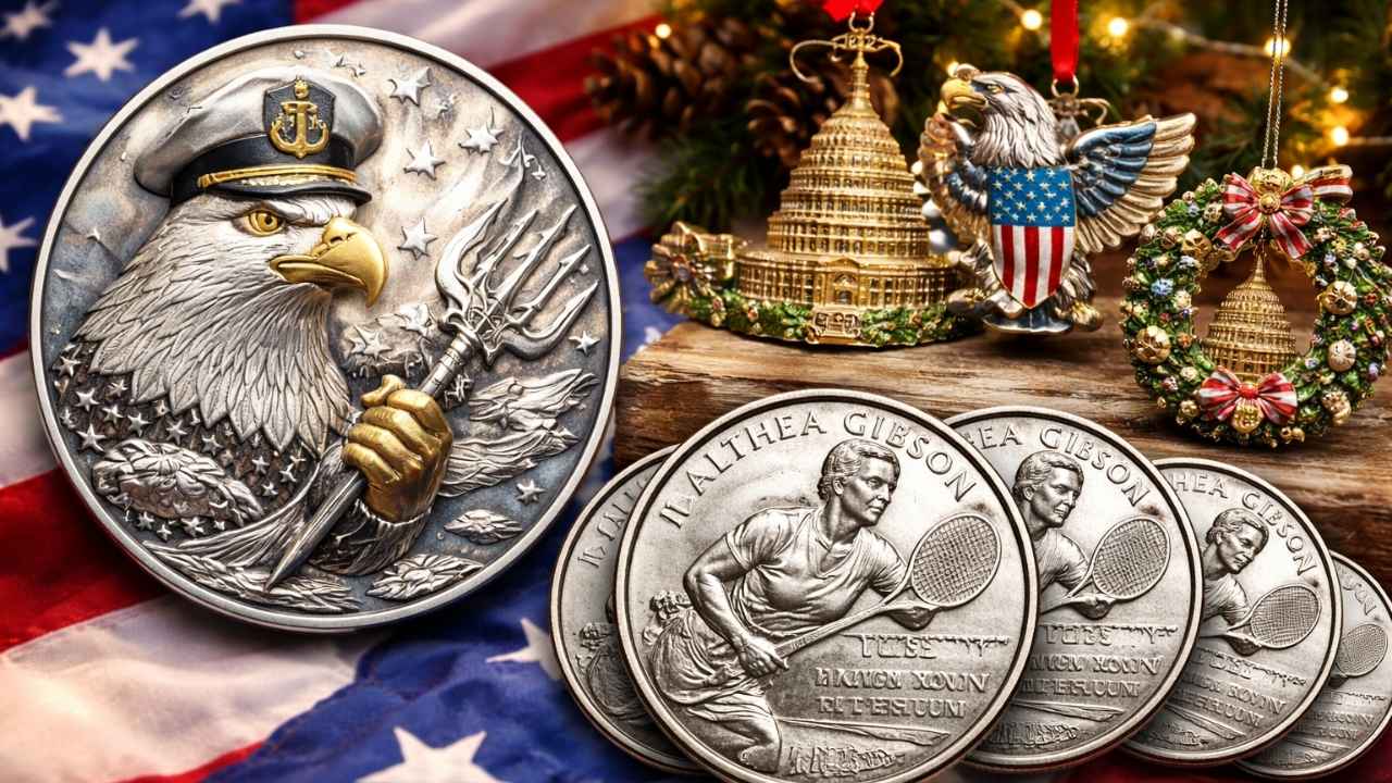 U.S. Mint March 2026 Releases: Navy Eagle Medal, Althea Gibson Quarters & Collectible Ornaments